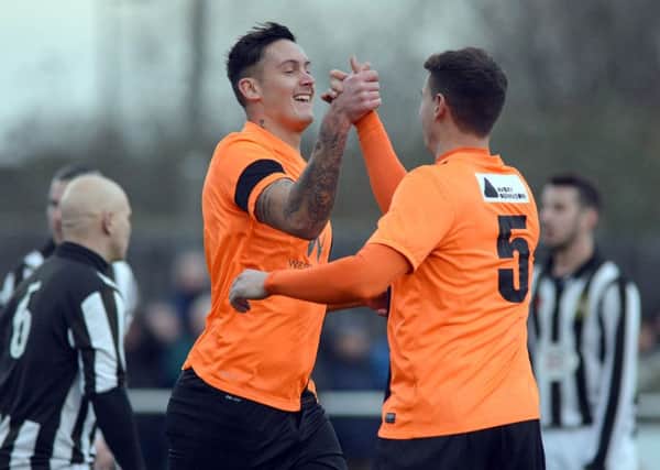 Worksop Town FC v Athersley Recreation FC, Worksop celebrate their first goal