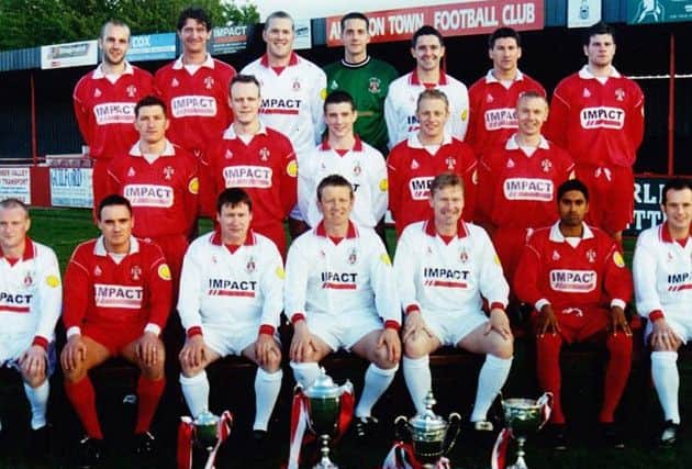 The God Squad and co - Mick Godber, back row third from left, and Micky Goddard, middle row fourth from left, with their all-conquering Alfreton Town side in 2002