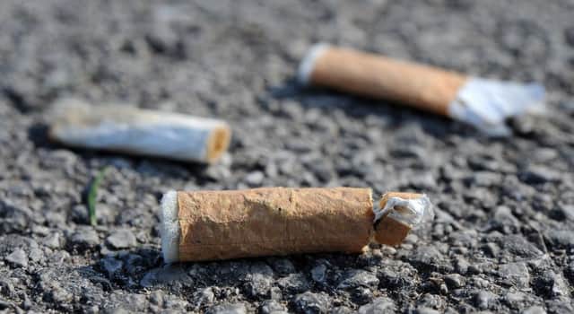Cigarette butts at Manor Fields Park, City Road which is one of the parks which Sheffield Council are introducing a smokefree playground scheme. Picture: Andrew Roe