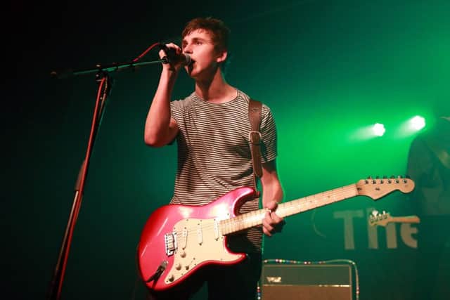 Kiaran Crook on stage with The Sherlocks at Plug in Sheffield, December 2015. Picture: Glenn Ashley.