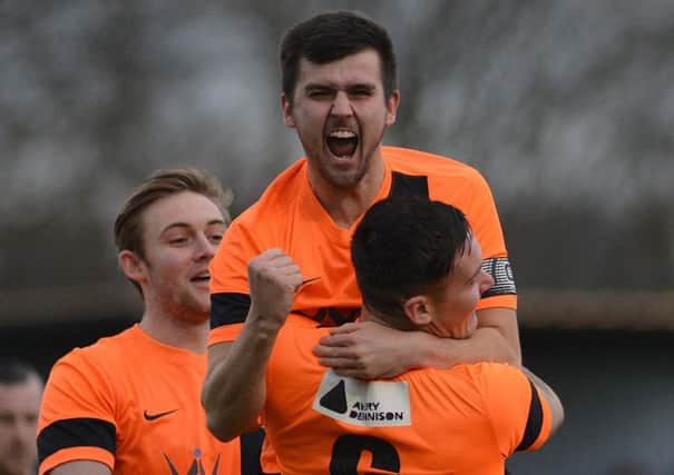 Worksop Town FC v Athersley Recreation FC, Worksop celebrate their first goal