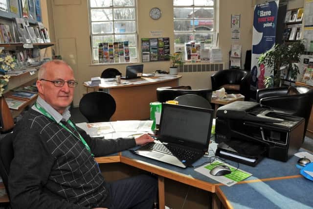 Aurora Wellbeing Centre feature.
Volunteer, Steve Spencer in the reception area.