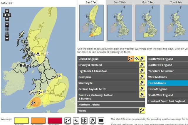 A weather alert is in place across southern and central England.
