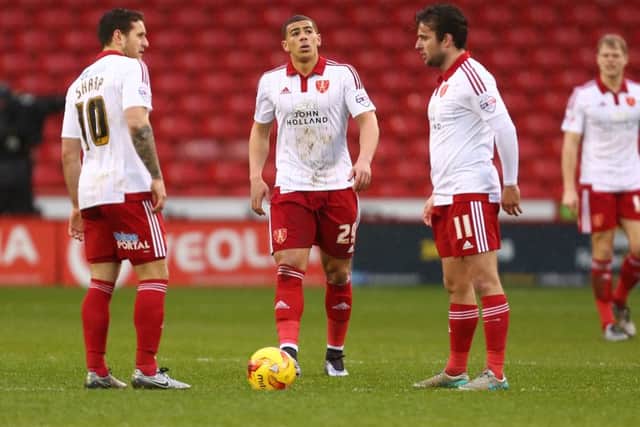 Che Adams (centre) lost his starting place after being sent-off against Oldham Athletic earlier this season 
Â©2016 Sport Image all rights reserved