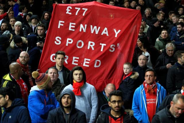 Liverpool fans continued protest against against Fenway Sports Group at West Ham on Tuesday