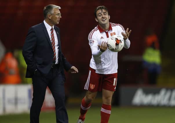 Jose Baxter with Sheffield United boss Nigel Adkins