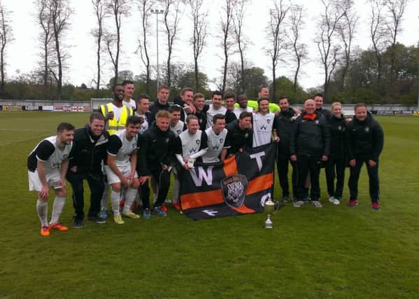 Worksop Town finished as runners-up in the NCEL Premier Division after a 2-1 win at Tadcaster Albion, and were awarded with a trophy by league officials