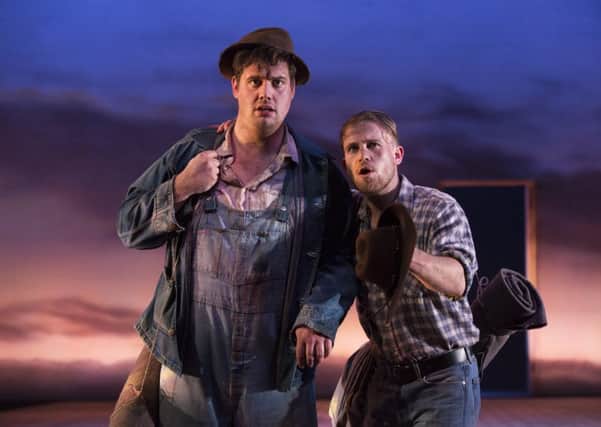 Kristian Phillips (Lennie) and William Rodell (George) star in Of Mice and Men at Nottingham Theatre Royal next week