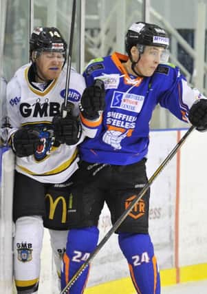 Jace Coyle goes up close and personal against Nottingham Panthers