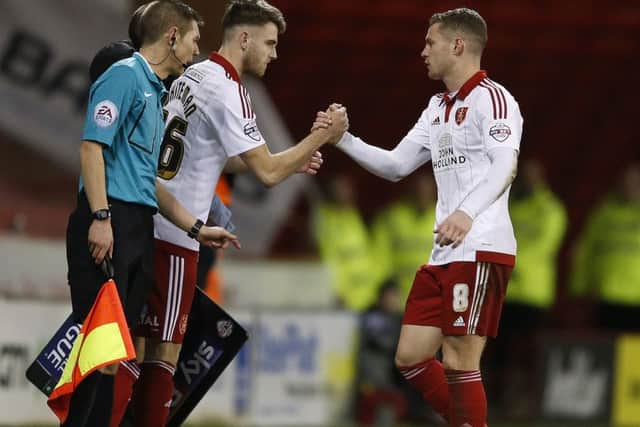 Ben Whiteman of Sheffield Utd  comes on to replace Paul Coutts for his debut