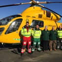 William and Fiona Elkington with the Air Ambulance crew
