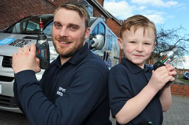 Richard Anscombe and nephew Alfie Cooper who is desperate to help out with his uncle's new UPVC Medic business.