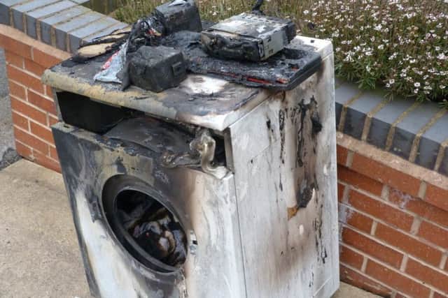 A picture of a tumble dryer destroyed after it exploded at a property in Ashfield. Photo: Nottinghamshire County Council