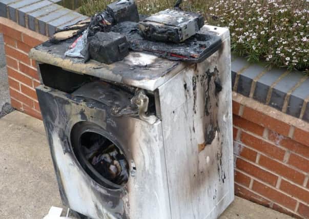 A picture of a tumble dryer destroyed after it exploded at a property in Ashfield. Photo: Nottinghamshire County Council
