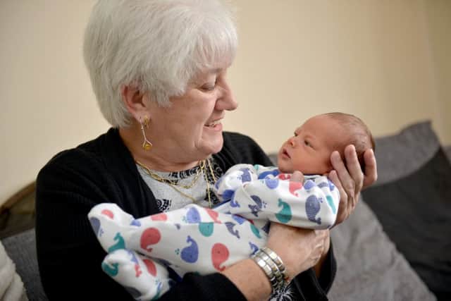 Super Gran Angela Tomkinson delivered her Great Grandson William in the back of her car