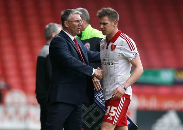 Dean Hammond and Sheffield United manager Nigel Adkins
Â©2016 Sport Image all rights reserved
