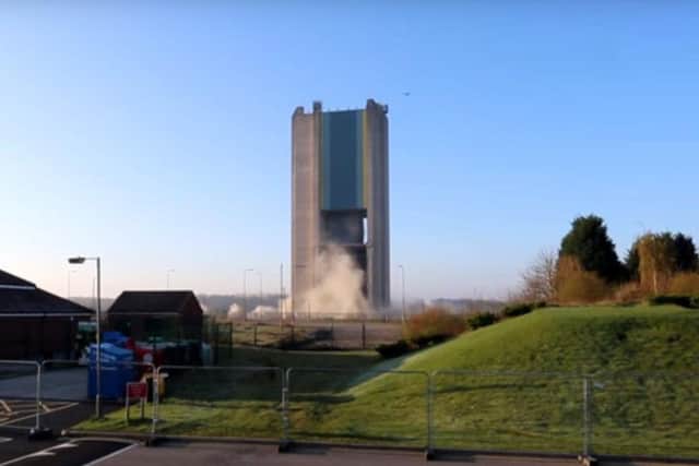 Yesterday morning's explosion failed to topple Harworth Pit Tower.