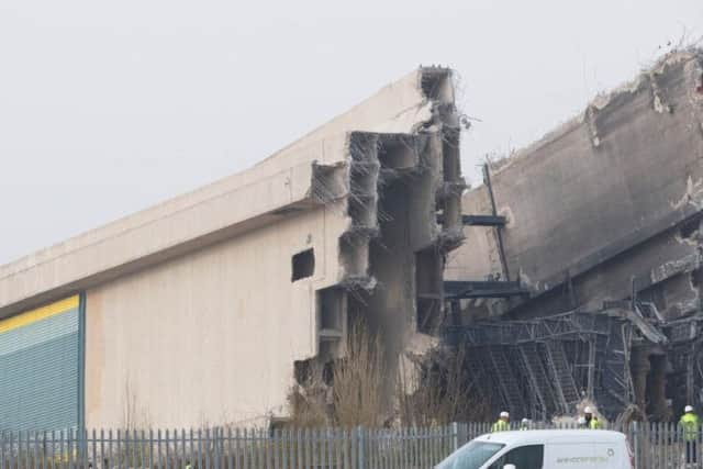 Harworth Pit Tower was finally brought down this morning, following a second controlled explosion.