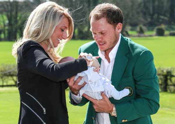 Masters champion Danny Willett with his wife Nicole and baby Zachariah at Lindrick Golf Club in South Yorkshire. See Ross Parry Copy RPYGOLF :