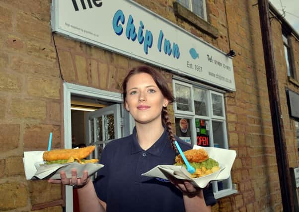 Guardian freebie offer, buy one get one free at the Chip Inn, Whitwell, pictured is Jess Boyle
