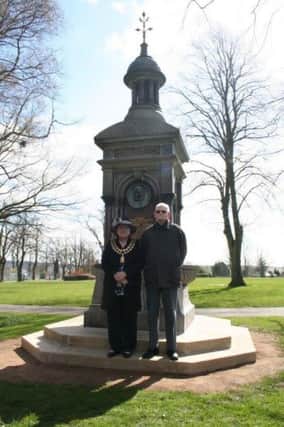 Councillor Glenys Maxwell and Derrick Green, Zachariahs great, great grandson, are pictured at the newly restored monument.