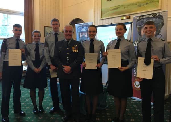 Members of 303 (Worksop) Squadron with Group Captain Nigel Gorman, who presented them with their Silver Duke of Edinburghs Awards