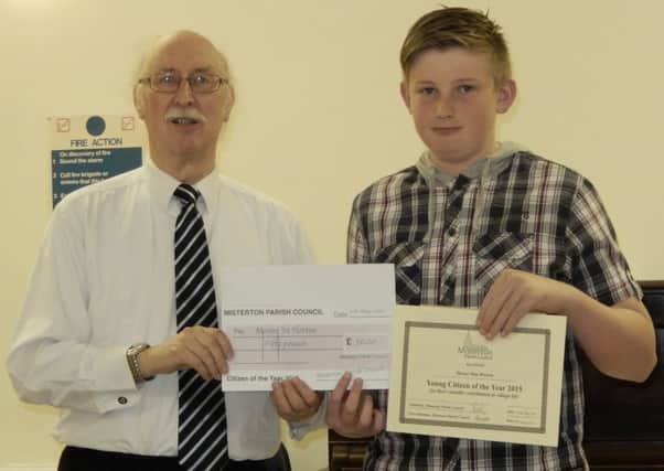 Max Horton was named Misterton's Young Citizen of the Year