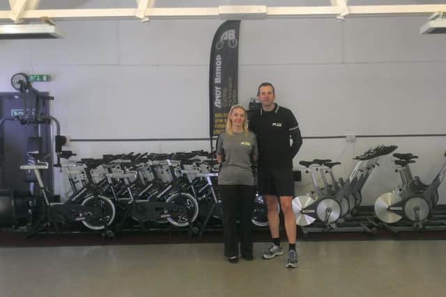 Andy Bishop and wife Claire at the Andy Bishop Cycling Performance Centre