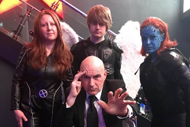 X-Men: Apocalypse fun at Cineworld Sheffield with The Superheros cosplay fans, front centre, Paul Brady, back row left to right, Trish Brady, Warren Brady and Nicola Styles.