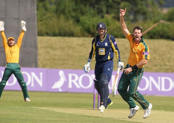 Dan Christian appeal is turned down by the umpire - Pic by: Richard Parkes