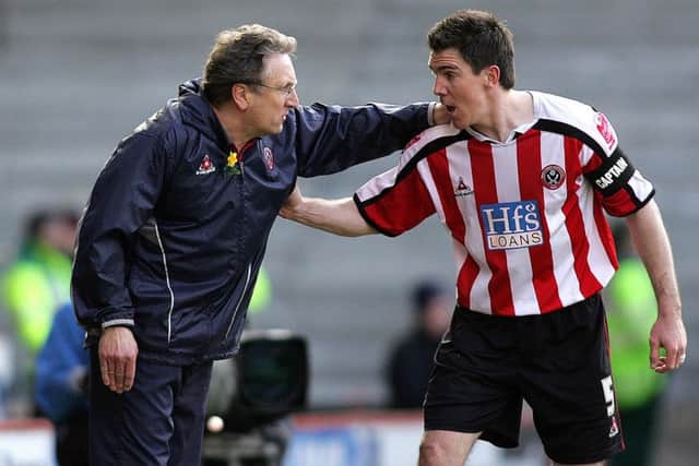 Morgan and then Sheffield United manager Neil Warnock during their time together at Bramall Lane