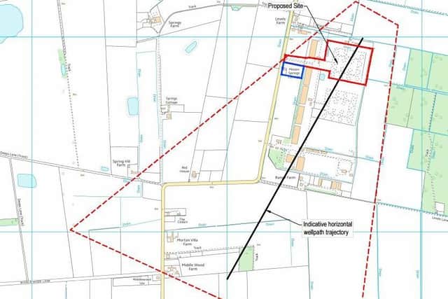 Planned area showing surface level and sub-surface level activity planned at Springs Lane, Misson.
