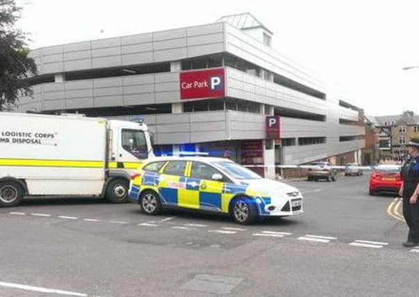 Bomb disposal units were at Sutton's Idlewells Shopping Centre today after an unidentified package was found.
