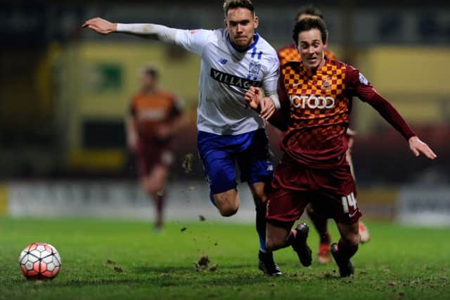 Chris Hussey, pictured in action for Bury.
