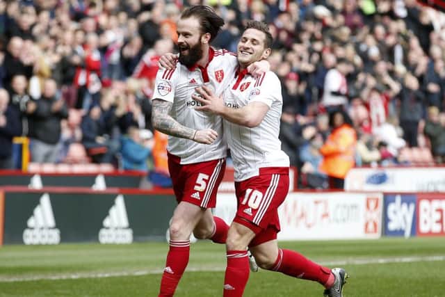 John Brayford celebrates with Billy Sharp 
Â©2016 Sport Image all rights reserved