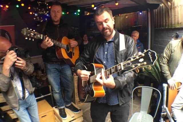 BBC Music Day stars Jon McClure and Ed Cosens of Reverend and the Makers - playing a free acoustic set at Sheffield's famed Frog and Parrot pub.