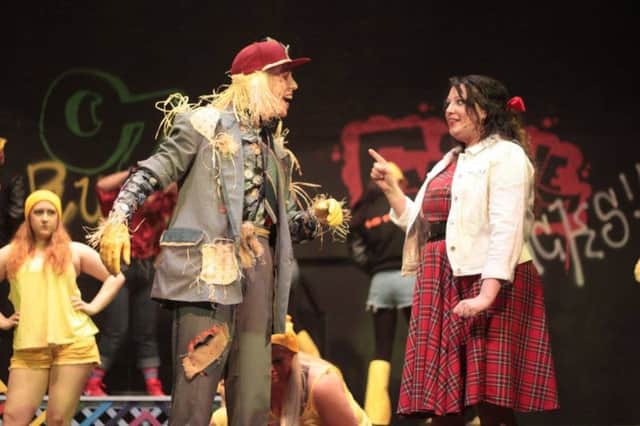 Matthew Walker (Scarecrow) and Ria Westhead (Dorothy) in The Wiz, presented by Handsworth & Hallam Theatre Company at The Montgomery Theatre, Sheffield.