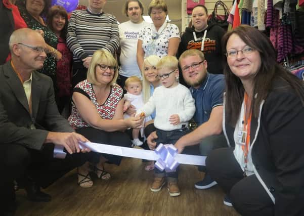 Bluebell Wood's new Dinnington shop was officially opened by guest of honour, Harrison Elmer. (Front row, left to right: James Bower; Sally Baker; Hallie Elmer; Samantha Elmer; Harrison Elmer; Adam Elmer; Joanne Ward).
