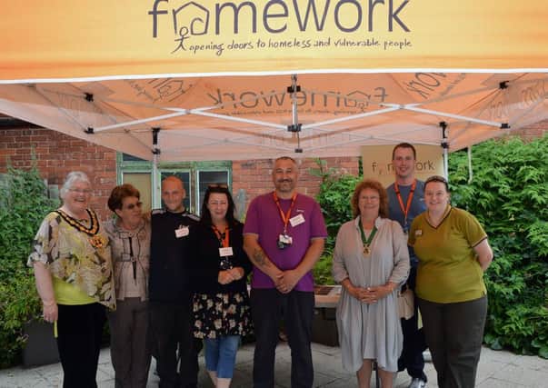 Framework open day, pictured are Notts County Council chairman Yvonne Woodhead, Coun Sheila Place, Keith Coward, Jane Revill, Adam Pagett, Bassetlaw District Council vice chair Madelaine Richardson, Gavin Edson and Laura Jenkin