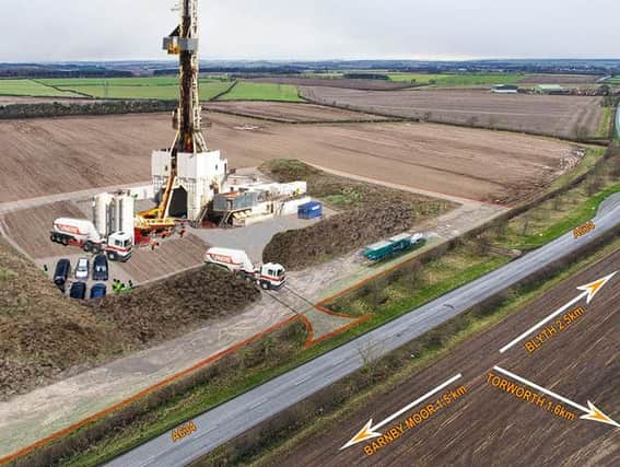 Artist's rendition of a shale gas drilling rig, also proposed at Tinker Lane, Retford.