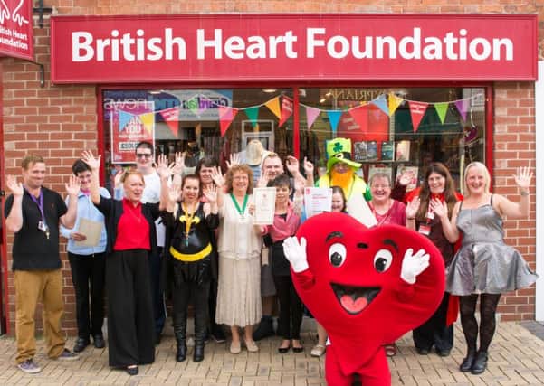 Staff celebrate the Worksop British Heart Foundation Shop's 25th anniversary