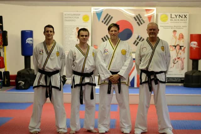 Pictured at the Lynx Academy grading are (from left) Robin Martin, Robert Macioszek, Master Andrew Blinston and Steven Sanderson