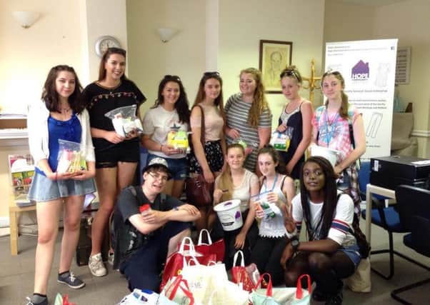 Worksop NCS students did bag packs to raise funds for HOPE