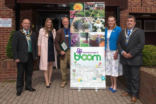 Gainsborough In Bloom judging begins, pictured from left are chair of West Lindsey District Council Roger Pattison, chair of Gainsborough In Bloom commitee Alison Hall, judge Jeff Bates, Anna Greive tresurer and Gainsborough Town Mayor Ken Woolley