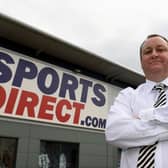 Sports Direct founder Mike Ashley outside the Sports Direct headquarters in Shirebrook.
