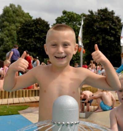 New splash pool and play area at Kings Park, Retford, pictured is Arhie Footitt, seven