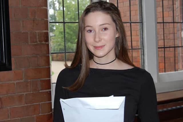 Worksop College student Eleanor Cooley with her results.