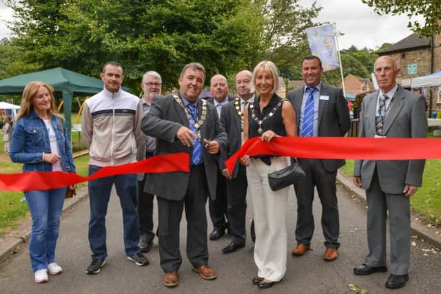 Official opening of the newly refurbished Richmond Park, Gainsborough. Gainsborough Town Mayor Coun Ken Woolley cuts the ribbon