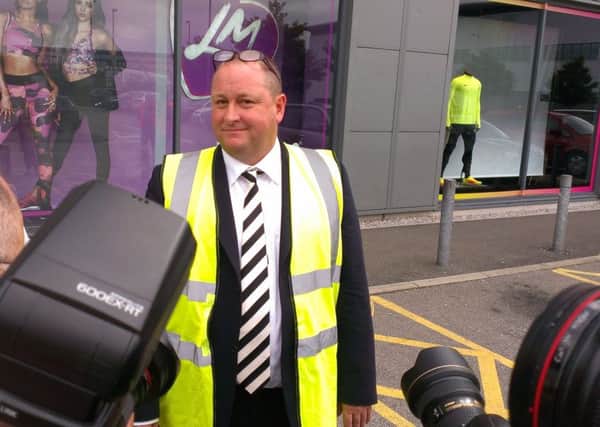Mike Ashley, of Sports Direct, outside the company's Shirebrook headquarters at the 2016 annual general meeting.