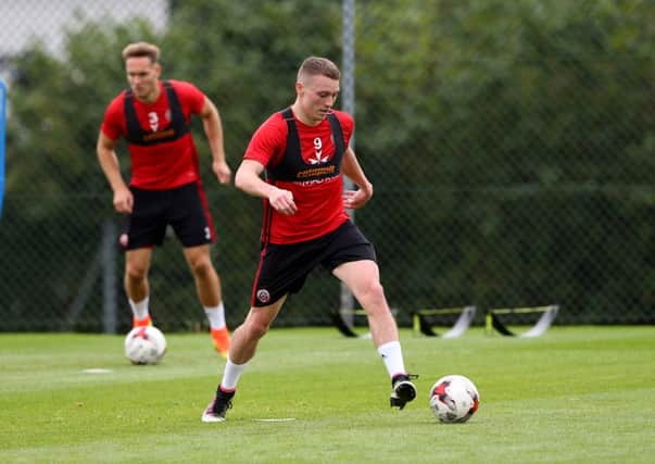 Caolan Lavery is working hard in training. Picture Simon Bellis/Sportimage